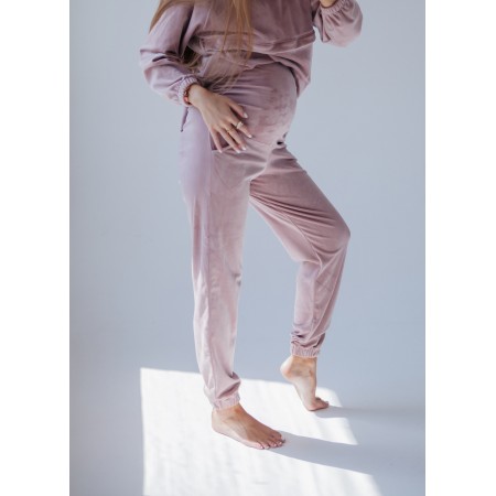 Спортивні штани-джогери з велюру для вагітних з кишенями Фіолетові 